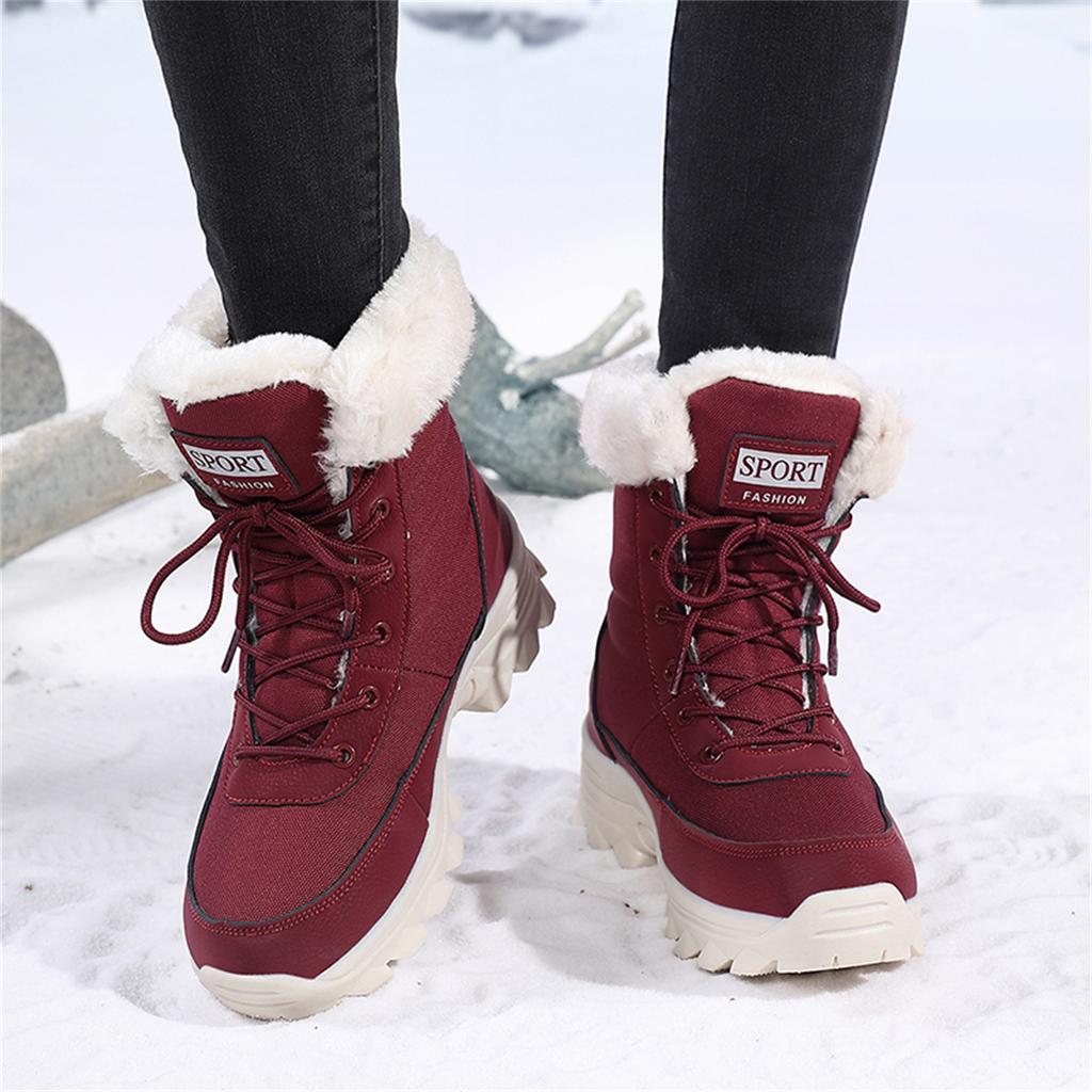 TUINANLE Dames varme bomullssko snøstøvler vinter ankelstøvletter sklisikre korte støvletter