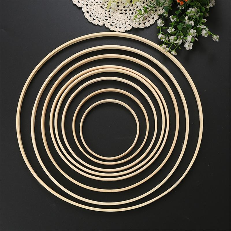 9 Pcs Bamboos Floral Hoops Wooden Wreath Rings Dream Catcher Hoops for Wall Hangings
