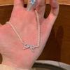 Diamant Schleife Perlenkette High Sense Choker Halskette Licht Luxus Nische Kleid Schlüsselbeinkette