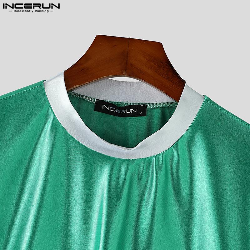 INCERUN Spring Men O Neck Long Sleeve Print Glitter Pullovers Oversized Tops