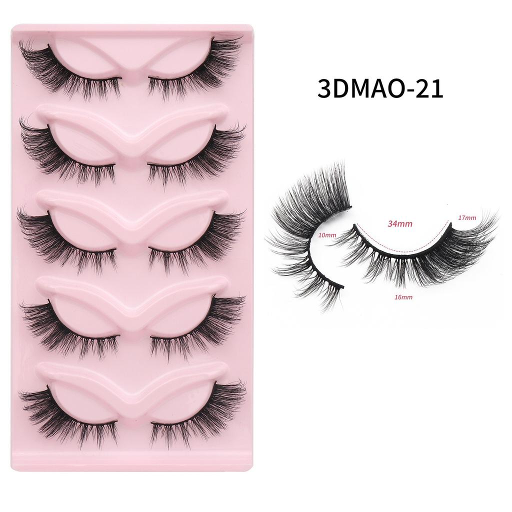 XF 5 Pairs Fox Eye Lashes 3D Silk Fluffy Faux Mink False Cat Eyelashes Custom Packaging Box with Private logo