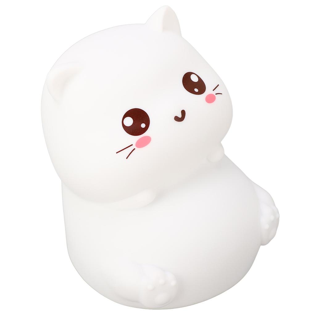 Silicone Night Lamp Cute Cat Tap Control   Color Rechargeable Soft Night Light for Bedroom
