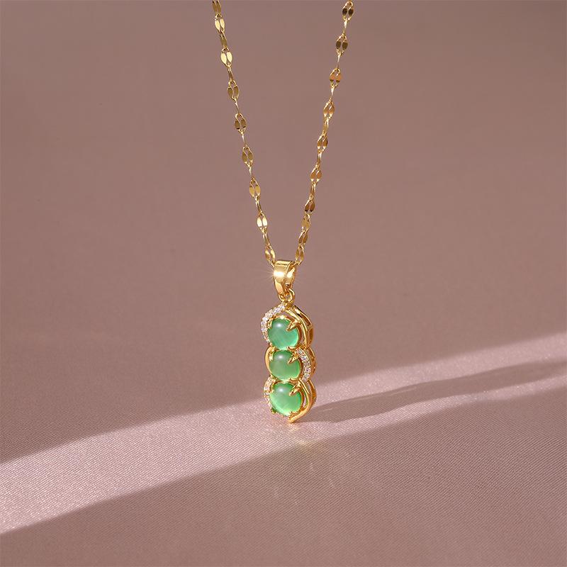 Smaragd Ertekjede Dame Høyverdig Guochao Hoffstil Allsidig Innlagt Anheng Smykker