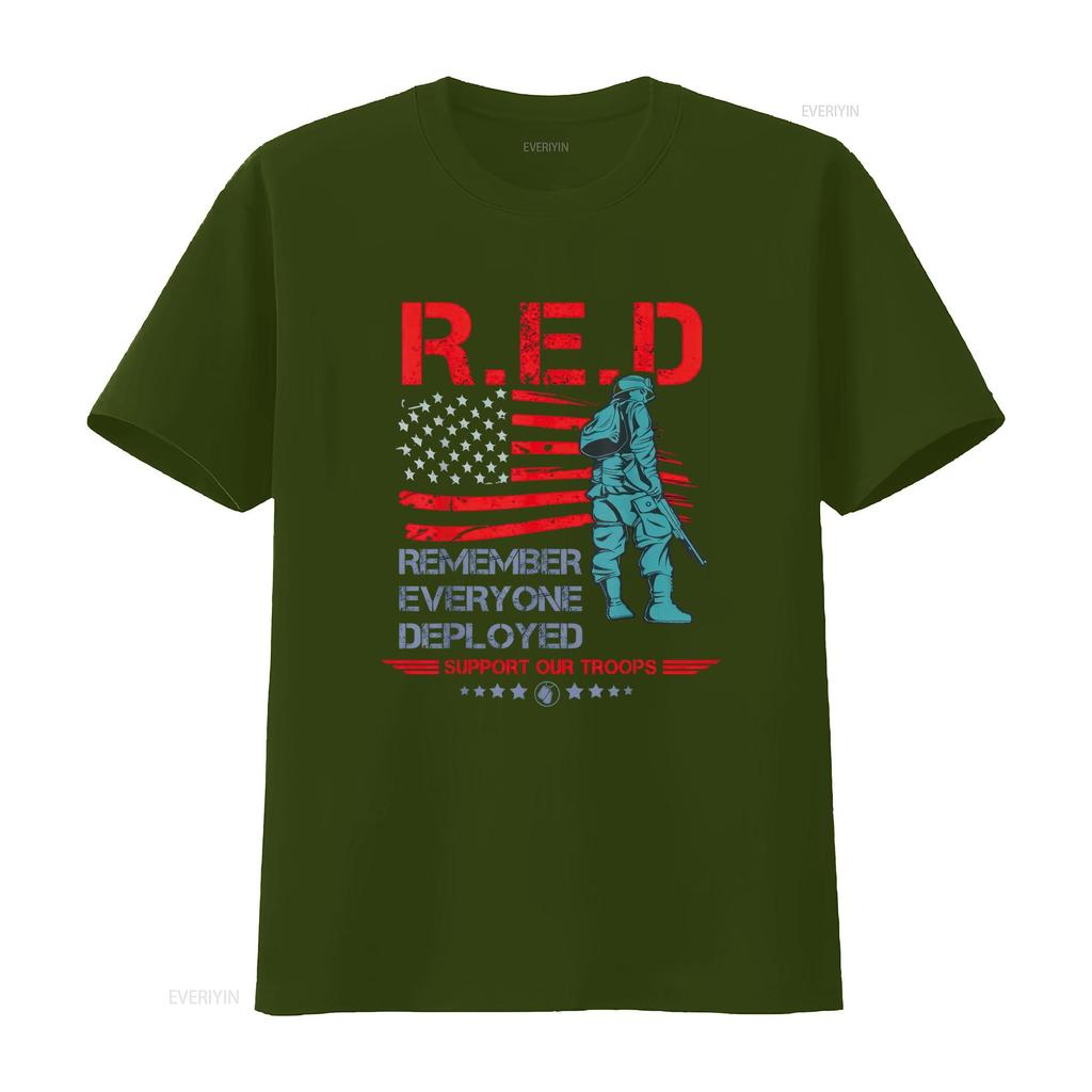Red Friday Military T Shirt Remember Everyone Deployed Vintage Washed Comfortable Casual Top For Everyday Wear Stylish