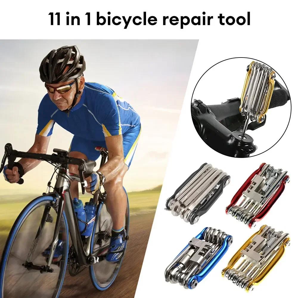 11-in-1 Bike Tool Mini Multitool Kit - Lightweight Tool Wrench, Screwdriver, Chain, Hexagon Wheel Spoke