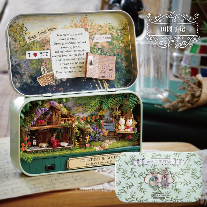DIY Wood DollHouses Handmade Funny Box Theatre Miniature Box Cute Doll Houses Assemble Kits Birthday Gift Wooden Toys For