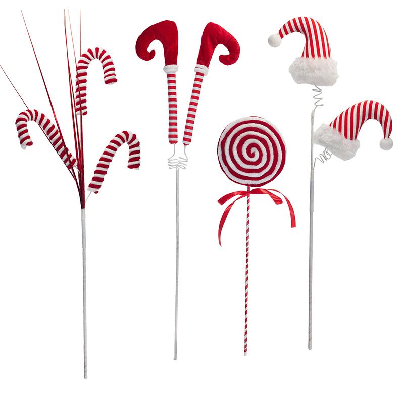 Christmas Stripe Pattern Design Fabric Art Handicrafts Xmas Tree Simulated Cane Candy Ornament Festival Decoration