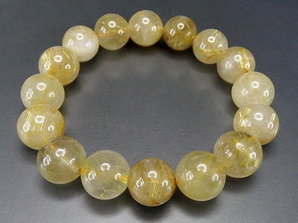 Gold Rutilated Quartz Milky Quartz Large Beads Prayer Bead Bracelet Natural Stone Size [Stone Street] Approx. 13mm+ Men's L+