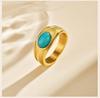 Boho Natural Stone Statement Ring for Women, Geometric Shield Multi Layer Open Band, Aesthetic Stackable Jewelry