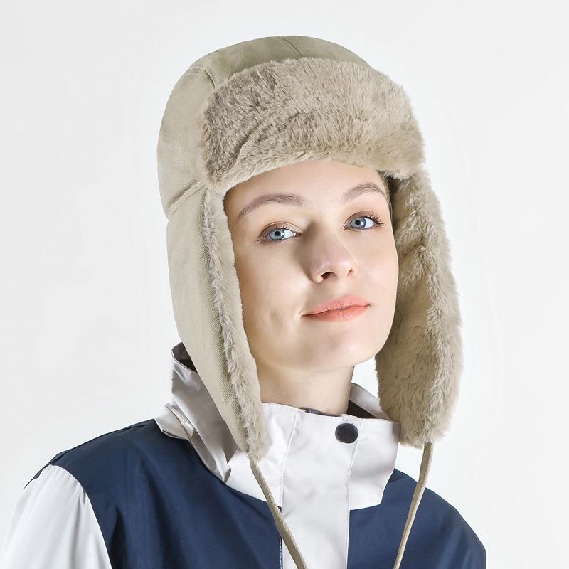 Hüte für Männer und Frauen sind kältefest und warm im Winter, gefütterte und verdickte winddichte Ohrenschützer aus Baumwolle, faltbare Schneemützen aus Imitat-Kaninchenfell