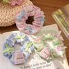 Cloth Check Bow Hair Ring Female Cute Sweet Cream College Style Scrunchie Forest Hair Accessories
