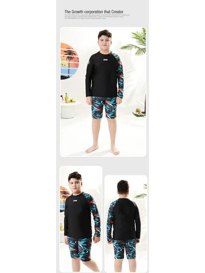 Kids' Long Sleeve Sun-Protective Swimsuit: Quick-Dry, Chlorine-Resistant UPF50+ Two-Piece Set