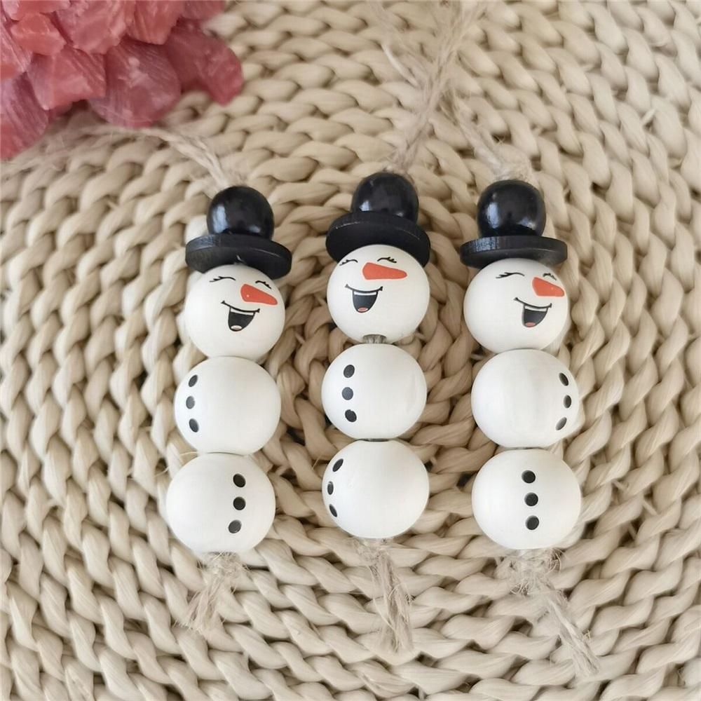 Bohemian Macrame Snowman Ornament Set, Handmade Wooden Bead Christmas Hanging Decor, 2/3/4Pcs Boho Winter Tree Decoration