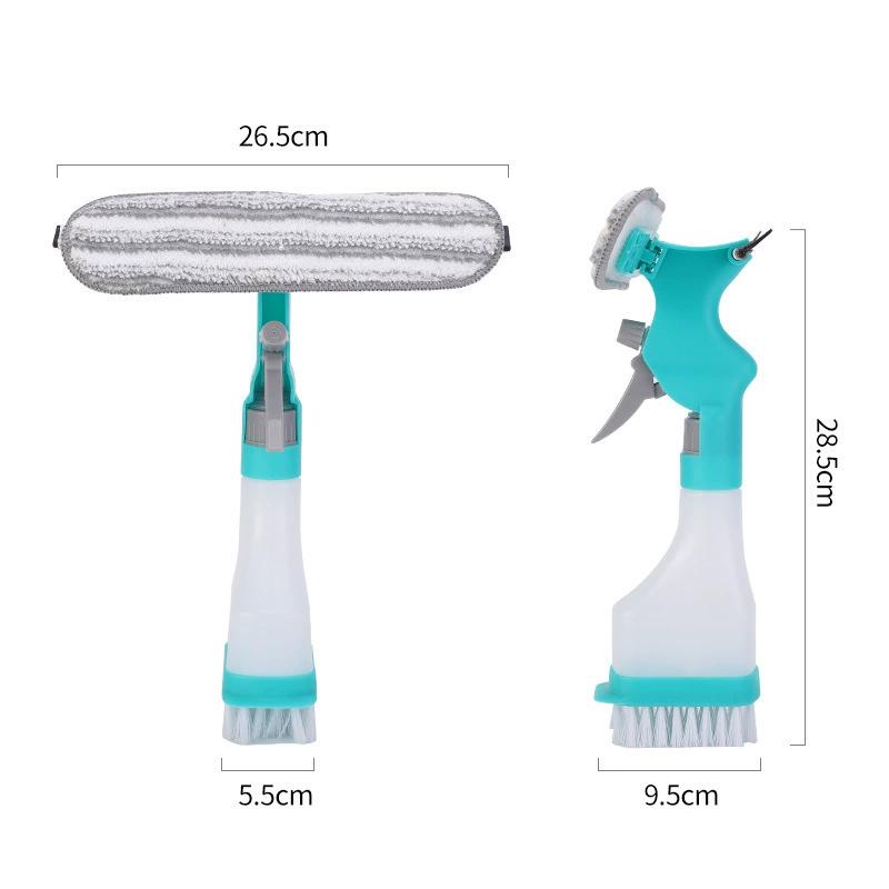 

Versatile 4-in-1 Glass Cleaner Brush with Spray Scraper and Scrubbing Options Ideal for Windows Mirrors Tiles