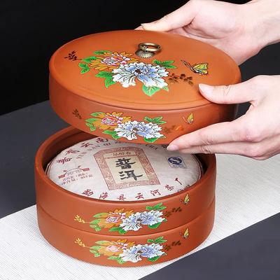 Teekuchen-Aufbewahrungsbox Mehrschichtige Keramik Versiegelter Behälter Snack-Aufbewahrungsbox Elegante Bedruckung Teedose Nuss-Kaffeebohnen-Organizer