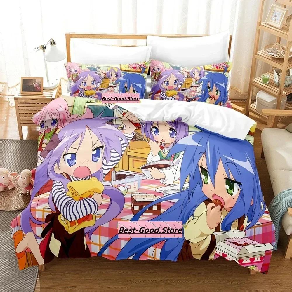 Lucky Star Konata Bedding Set Single Twin Full Queen King Size Bed Set Adult Kid Bedroom Duvetcover Sets 3D Anime Bed Sheet Set