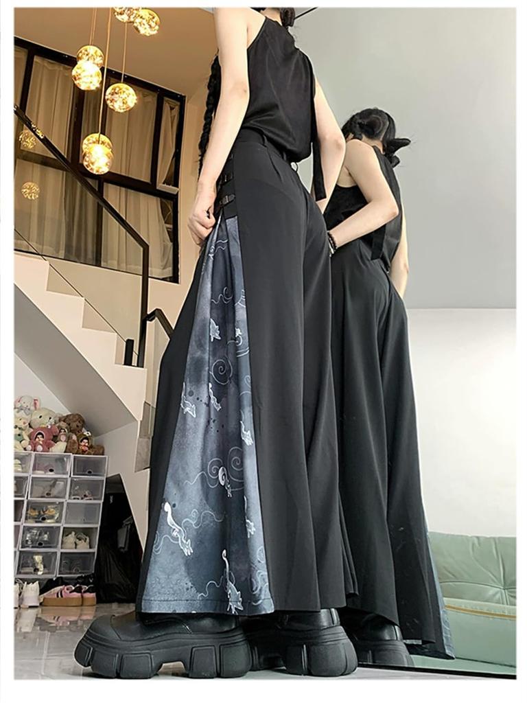 ZHONGJUE Hakama Gaucho Loose Long Street Japanese Wide Chinese Different Materials Japanese-style Pants, Pants, Fit, Pants, Culottes, Style,