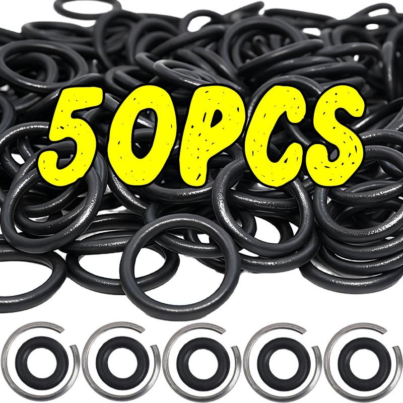 5/50Pcs O Ring Rubber Sealing Washer Black Gasket Oil Resistant High Temperature Ring with Spring Clip Wrench Component Tools