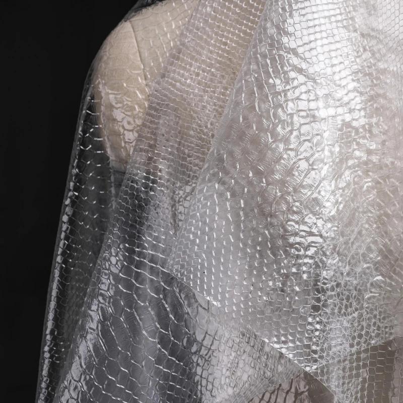 Transparent/Frosted TPU Waterproof Fabric Snake Skin Pattern Tarp Creative Bottoming Shirt Skirt Clothing Fabric for DIY Sewing