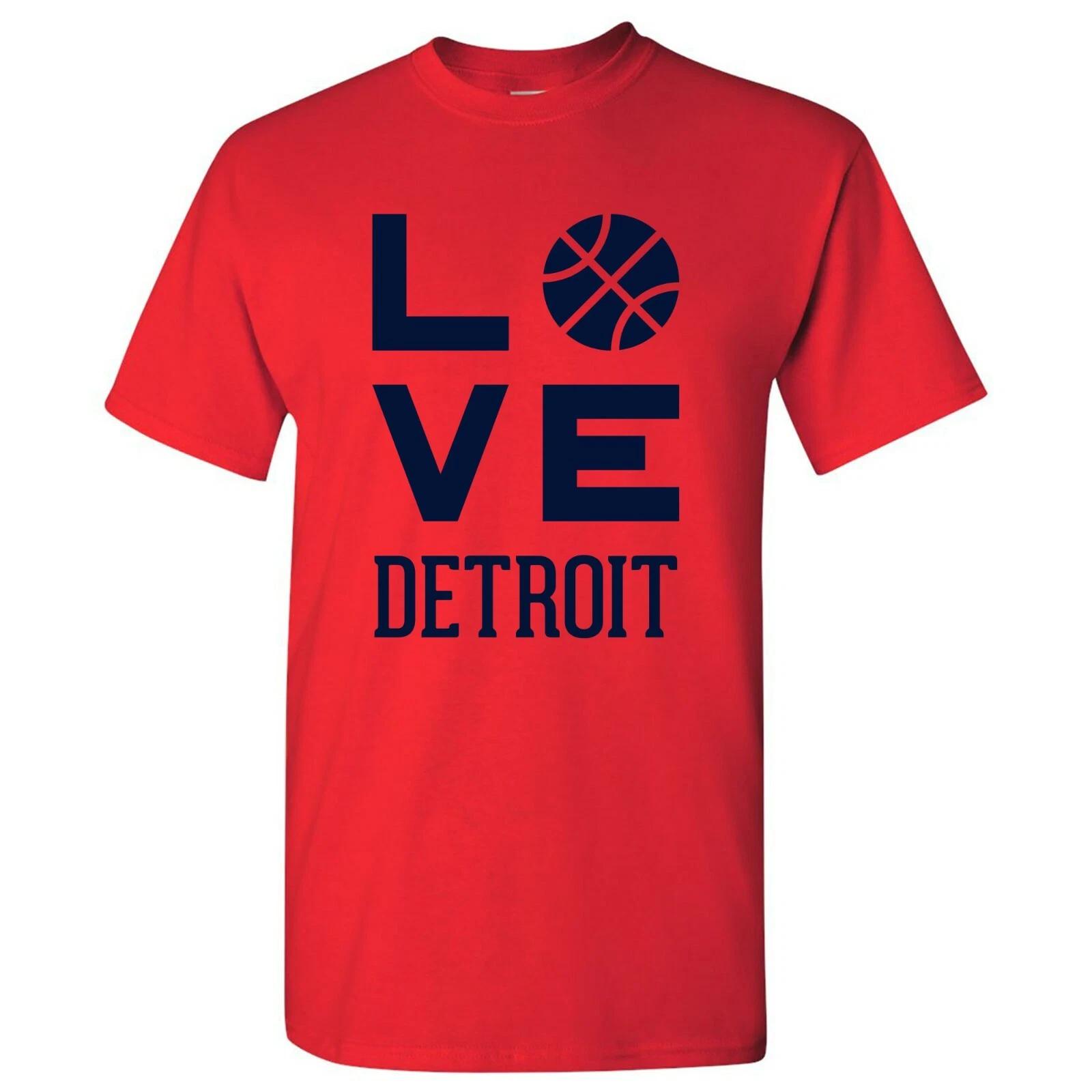Detroit Love Basketball - Sports Team Hometown City Pride T Shirt - Red S