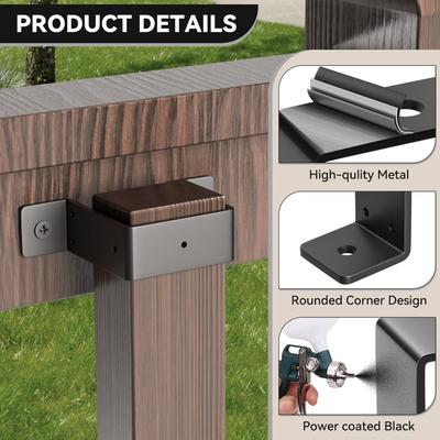4 peças Tiras de Carga Postes de Amarração Design em U Preto Suportes para Postes de Cerca Construção Robusta Fácil Instalação