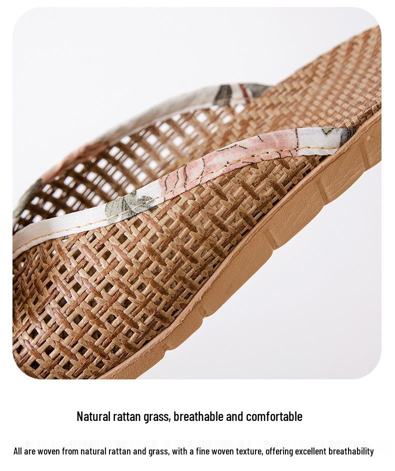 Korean Style Cute Woven Grass Slippers - Soft, Non-Slip, Silent Indoor Summer Footwear
