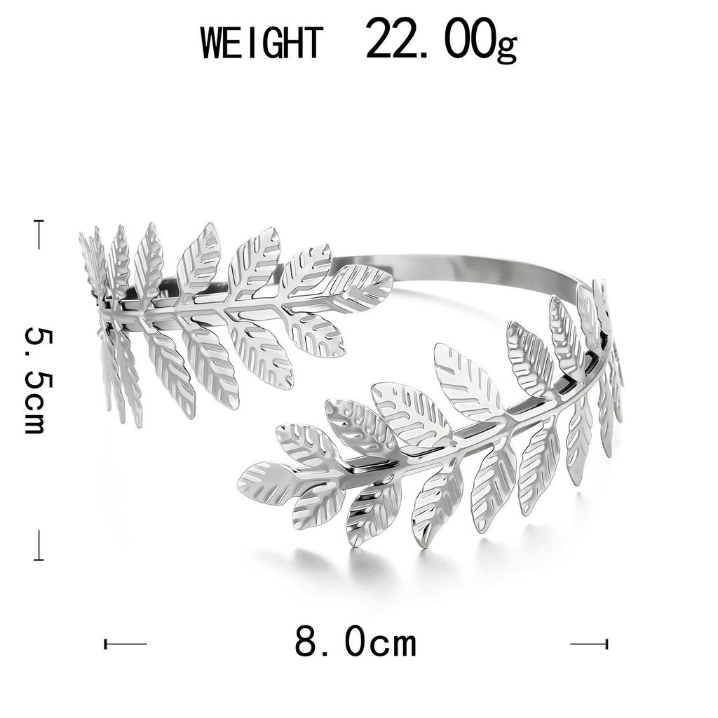 1Pcs Lady's fashionable and simple golden leaf open arm ring bracelet exaggerated bracelet
