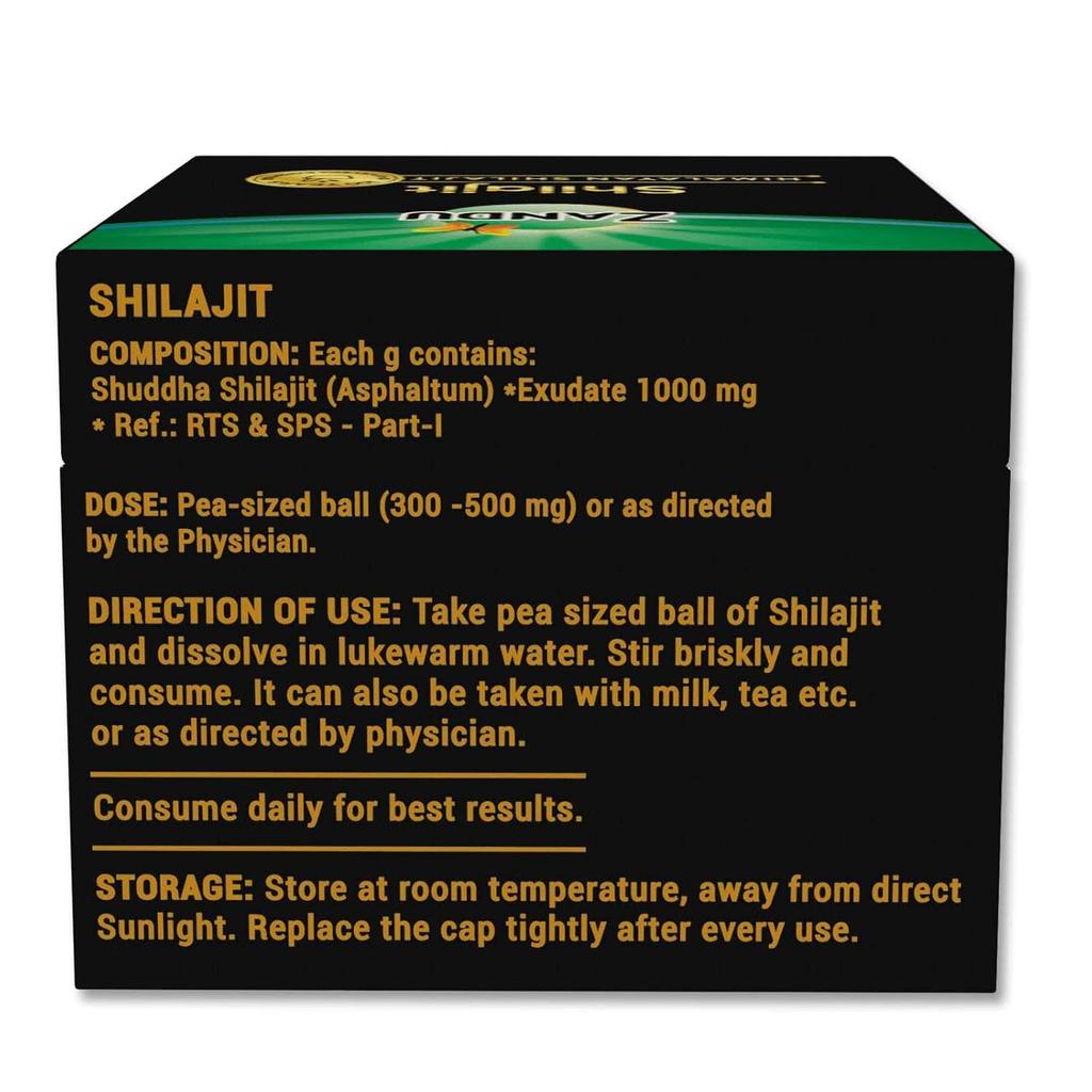 Zandu Pure Himalayan Shilajit Resin 20g Pack of 1 Natural Ayurvedic Energy Booster for Strength & Stamina