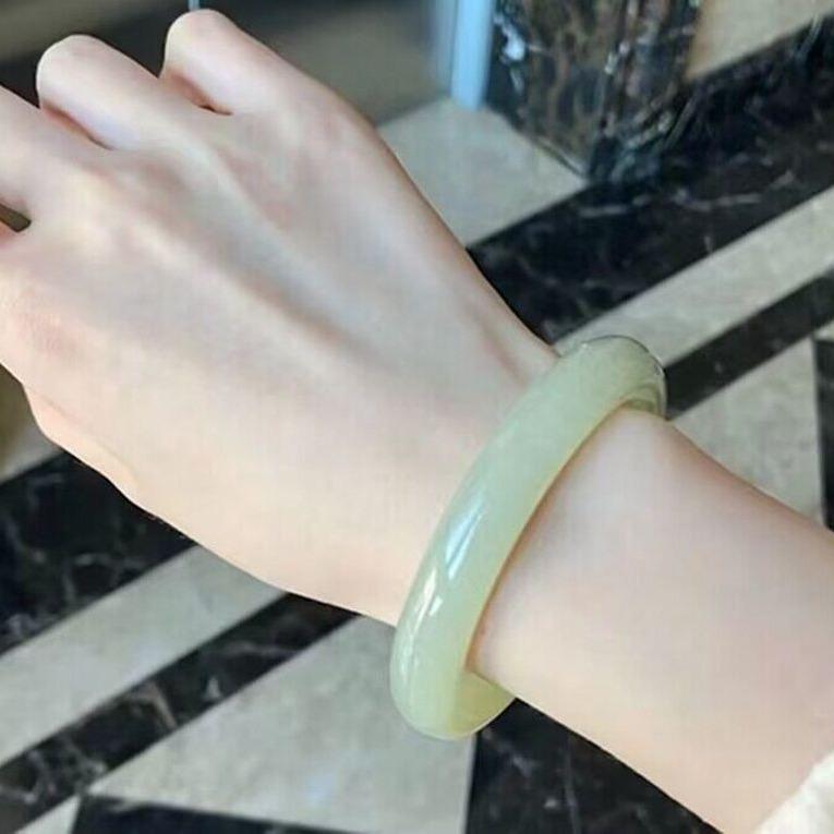 Xinjiang Hetian Jade High Imitation Outer Mongolian Qing White Jade Bangle Bracelet