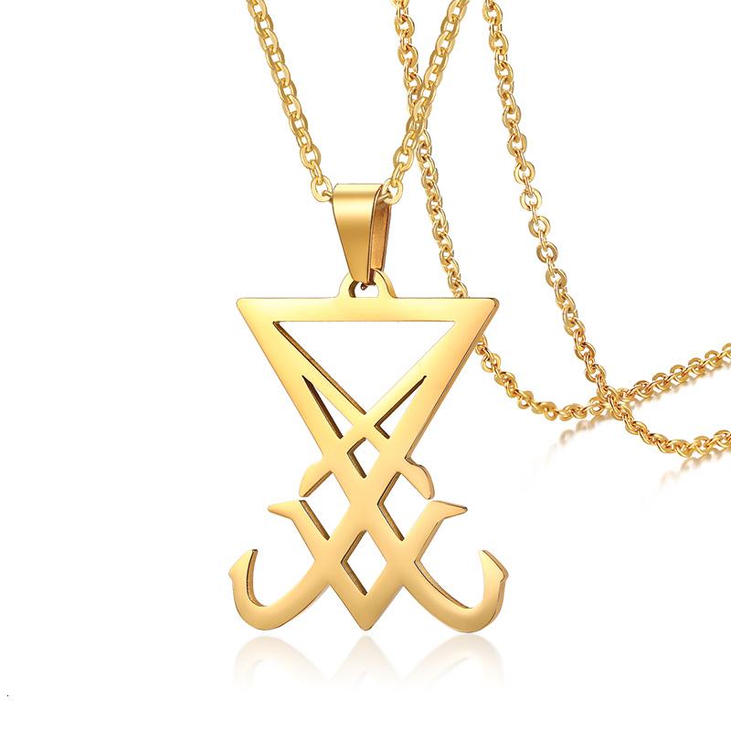 Stříbrný Sigil Lucifera Přívěsek Nerezová Ocel Pánský Náhrdelník Znak Amulet Šperk Gotický Styl