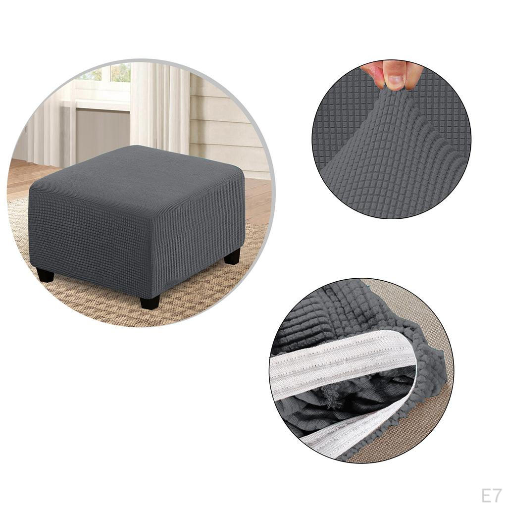 1pc Stretch Ottoman Covers Jacquard Slipcover Footstool Footrest Cover Removable Furniture