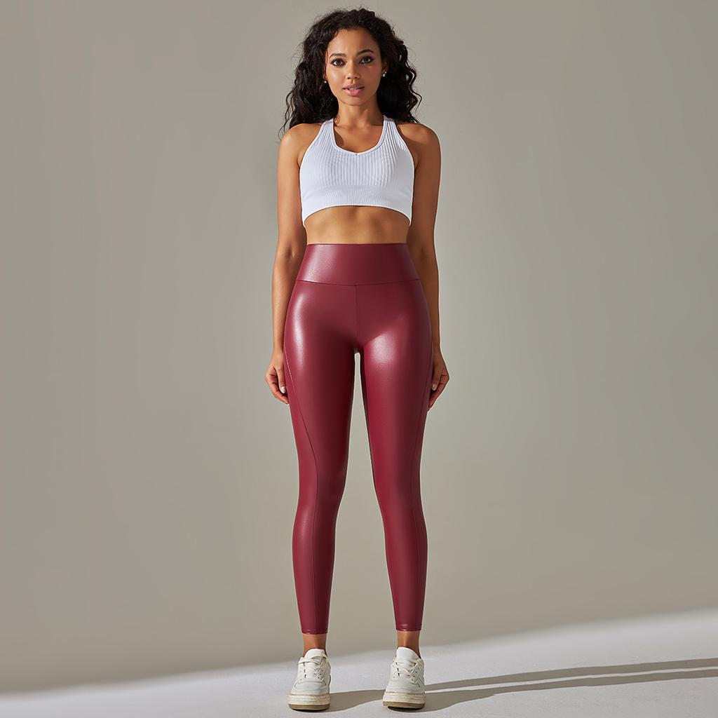 PU Leather Leggings Women Sexy Scrunch Butt Leggings Girls Faux Leather Pants High Waist Push Up Casual Leggings 6 Color