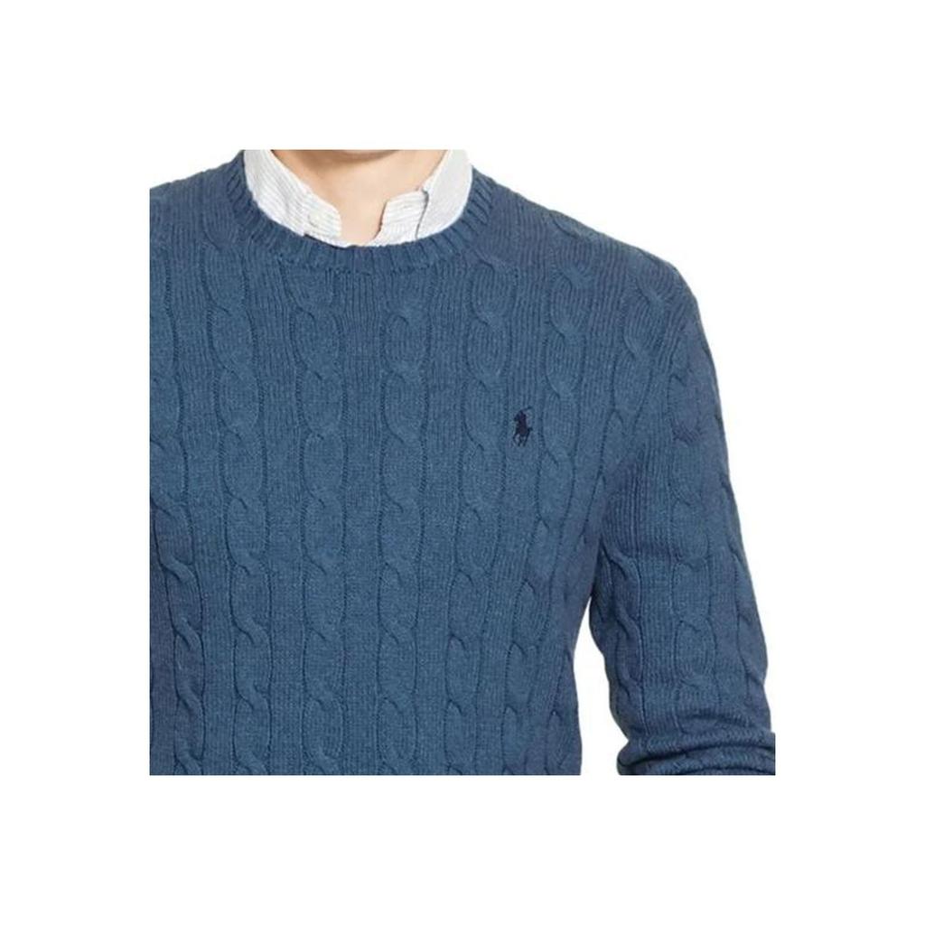 Polo Ralph Lauren Embroidered Pony Crew Neck Long Sleeve Knit Sweater Men Sweater Blue MNPOSWE16820617-400