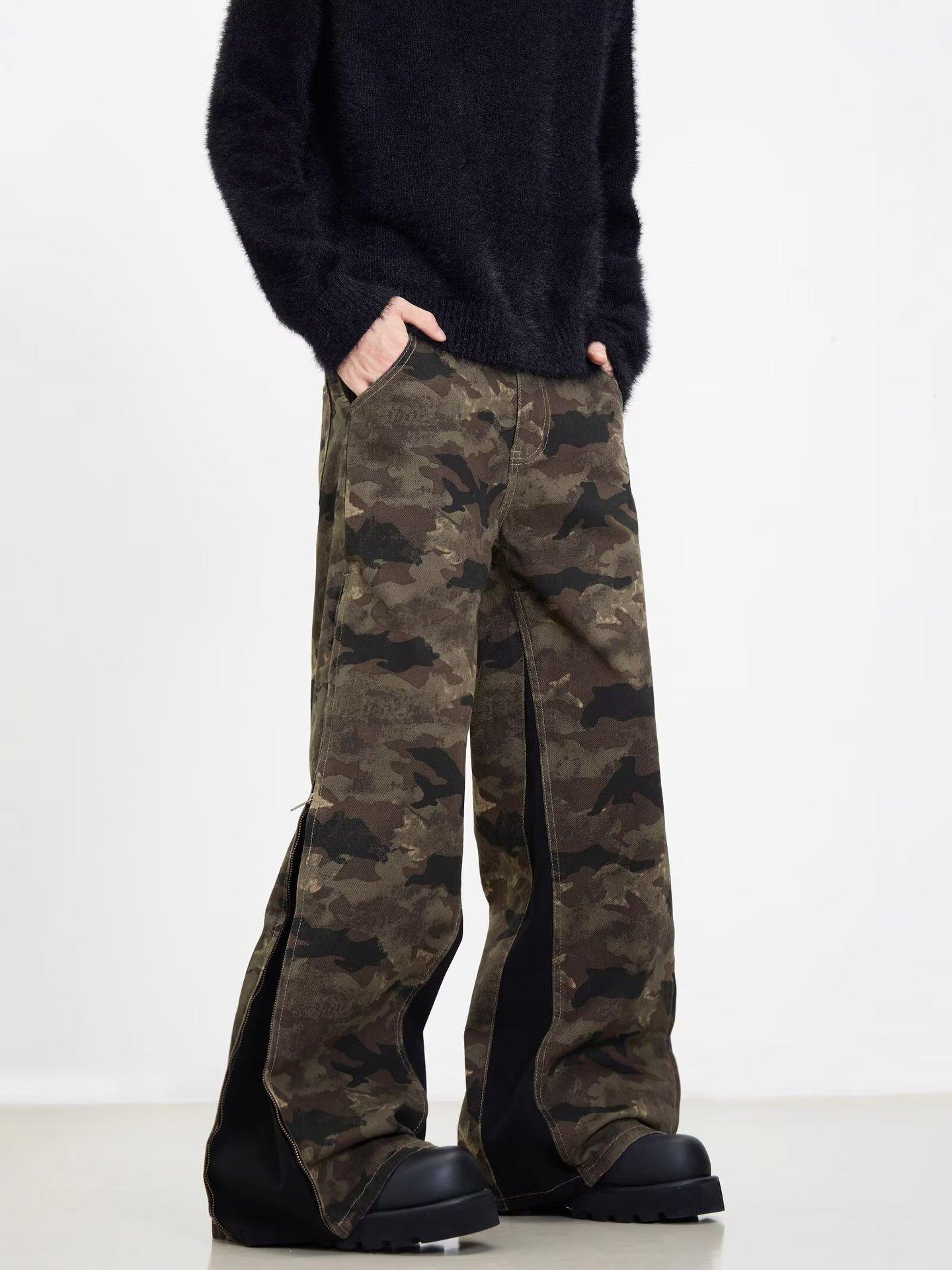 JYL Women s Cargo Pants American Camo Patch Vintage Slim Casual Denim XL