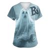 Women V Neck Short Sleeve Work Top with Pockets Halloween Print Nurse Uniform Scrub Shirt Medical Uniforms for Healthcare Professionals