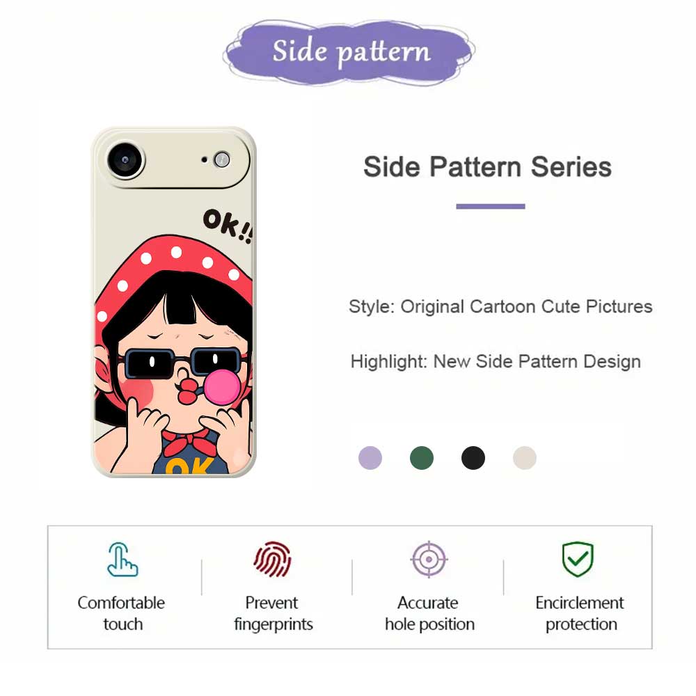 For iPhone Air Case Cute Kid Pattern Printing Straight Edge TPU Phone Back Cover