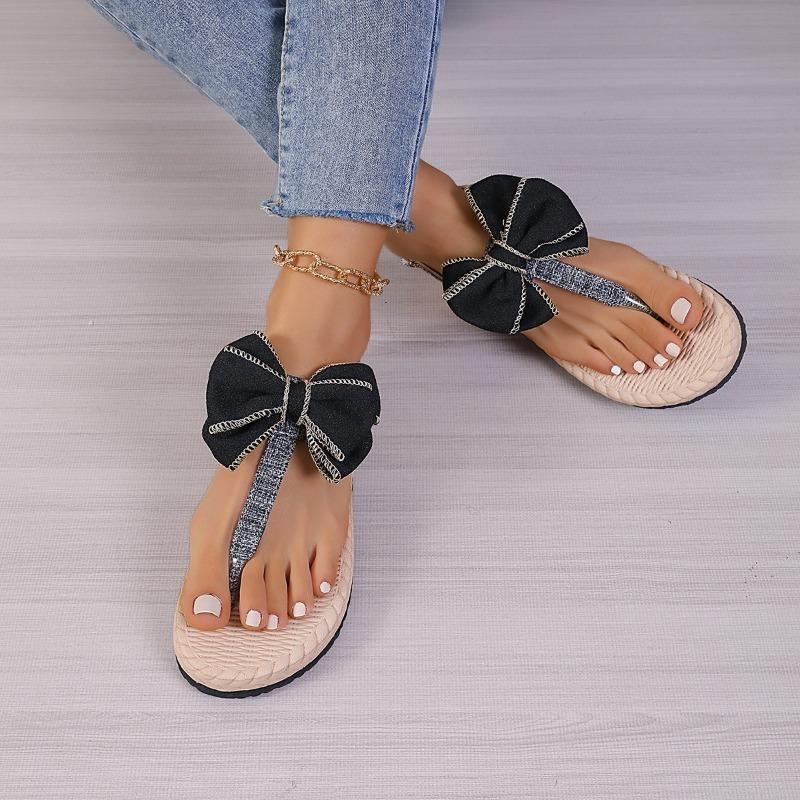 Women's Sandals Summer New Herringbone Women's Sandals Hemp Rope Bottom Clip Toe Fashion Trend Bow Sandals