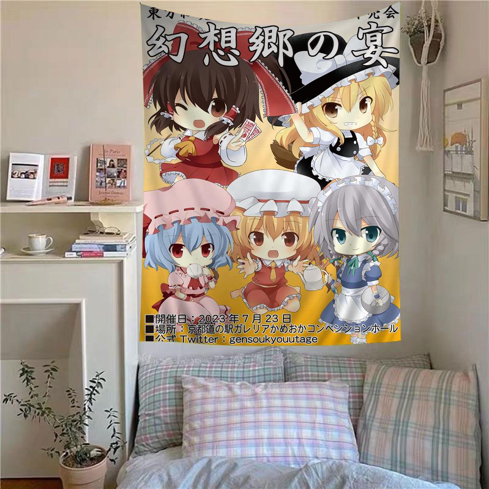 Touhou Project Flandre Scarlet Tapestry Anime Tapestry Hanging Tarot Hippie Wall Rugs Dorm Wall Hanging Sheets DIY Wall 100X70CM
