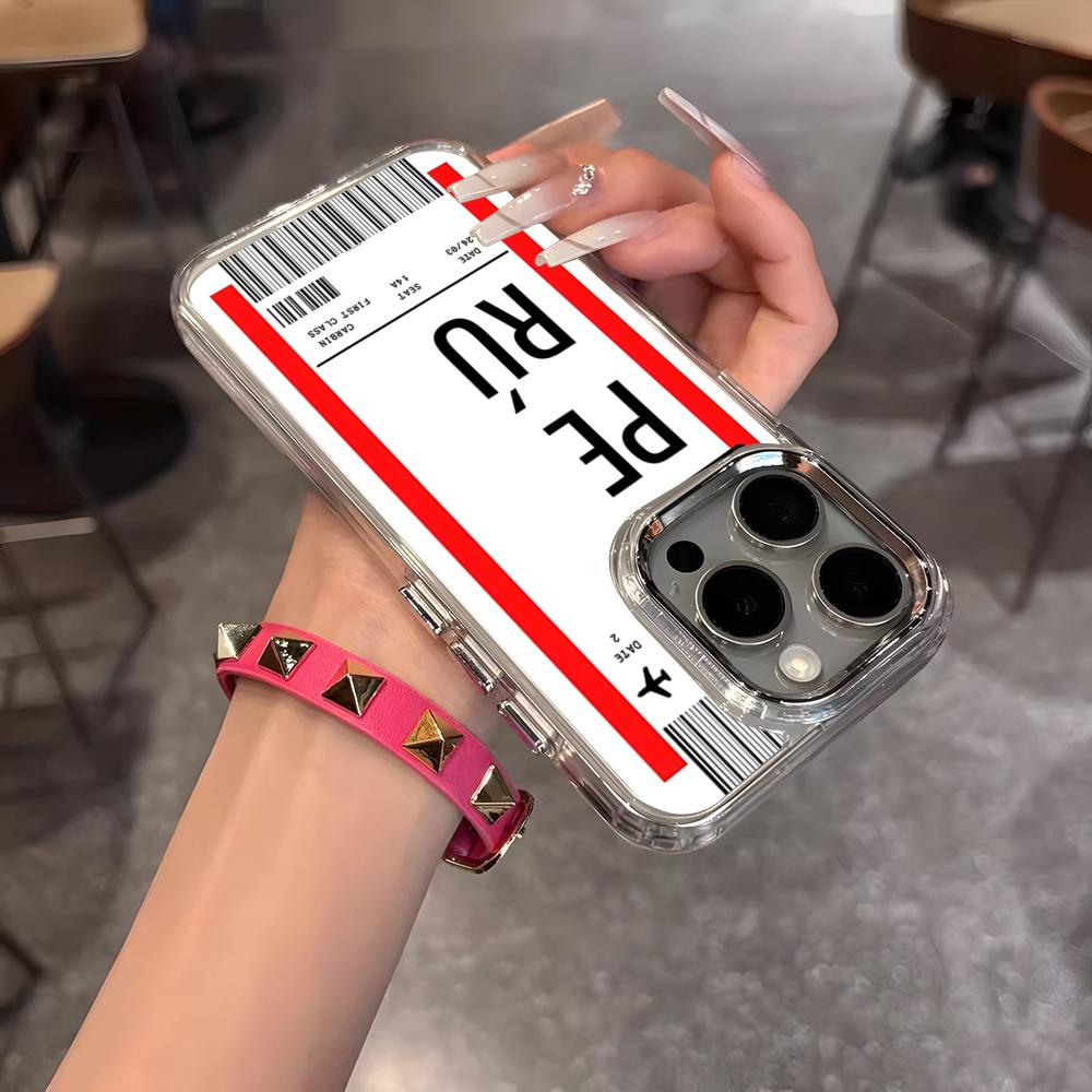 

Plane Fight Ticket Phone Case For IPhone 17 Air 16 15 14 13 12 11 Pro Pro Max Plus Transparent Soft Cover iPhone 15 Pro