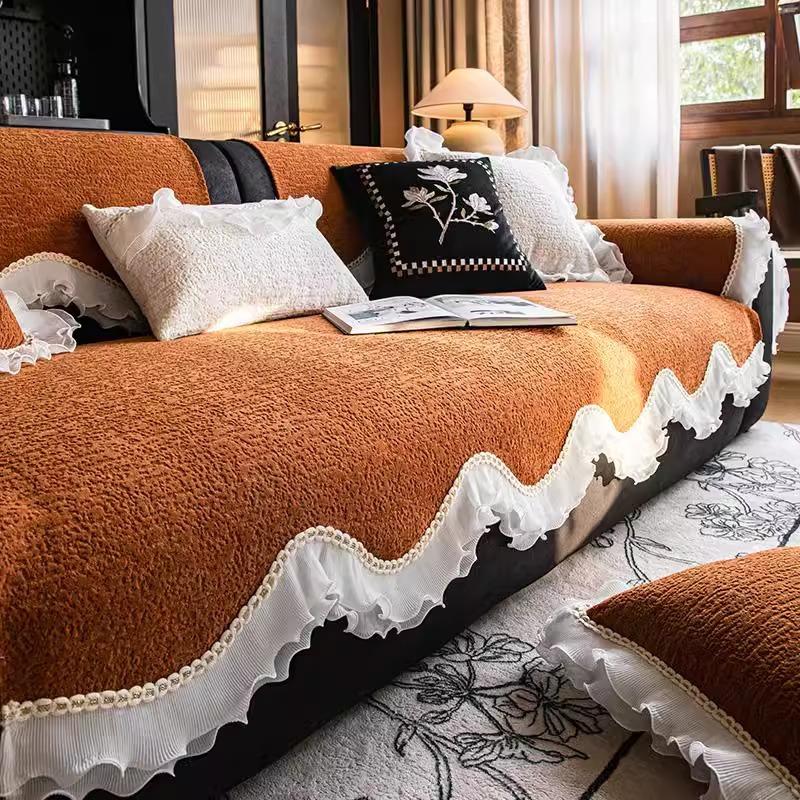 

Французская романтическая юбка из бархата шенилл «Четыре сезона», диванная подушка, нескользящая, удобная, бархатная накидка на диван, ткань, полотенце 70*70cm