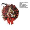 Artificial Holiday Wall Decor with Red Berries 2D Flat Wooden Nativity Christmas Wreath Little Jesus Holly Family Front Indoor Outdoor Mantel