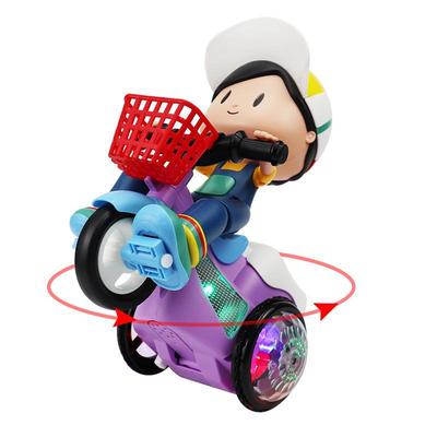 Children's 360° Rotating Electric Music Tricycle Toy with Lights - Cartoon Style