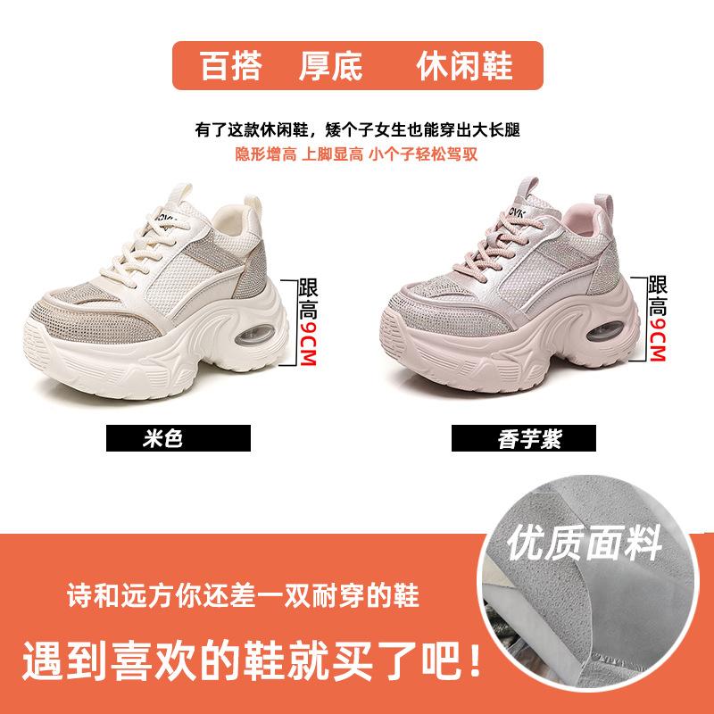 European station platform dad shoes women's 2025 autumn new fashion polished breathable mesh heightening sports and leisure shoes