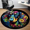 1pc Floral Dog Artwork Chair Carpet for Office, Soft, Non-Slip Polyester Mat, Office, Living Room, Bedroom, Durable Polyester Yy251207119