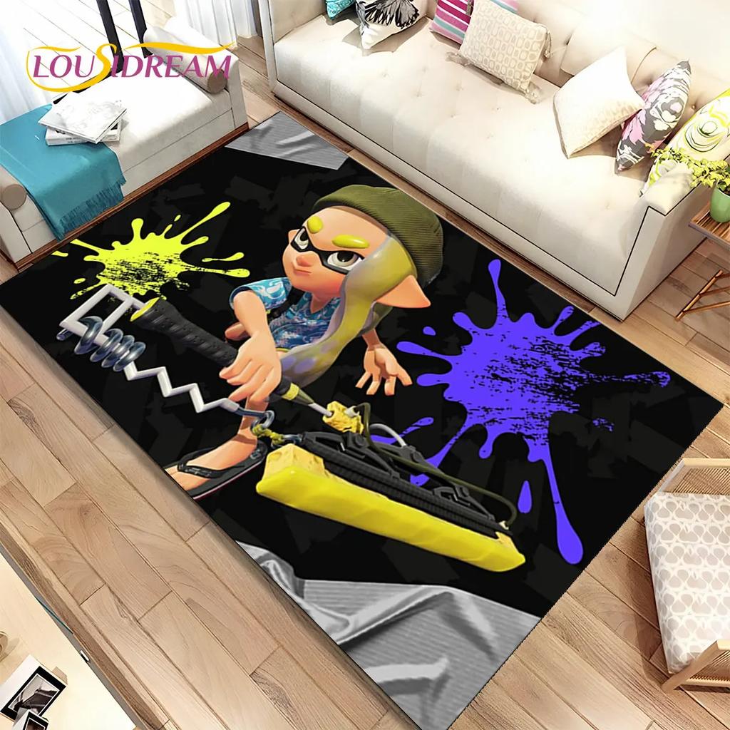 Games,Splatoon, Cartoon Gamers Area Rug,Carpet Rug for Living Room Bedroom Sofa Doormat Decoration, Kid Play Non-slip Floor Mat