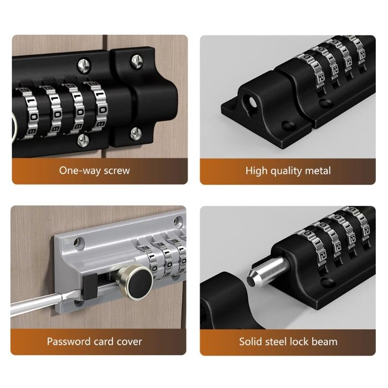 4-Digit Combination Lock Password Lock Sliding Bolt Door Lock Easy To Install
