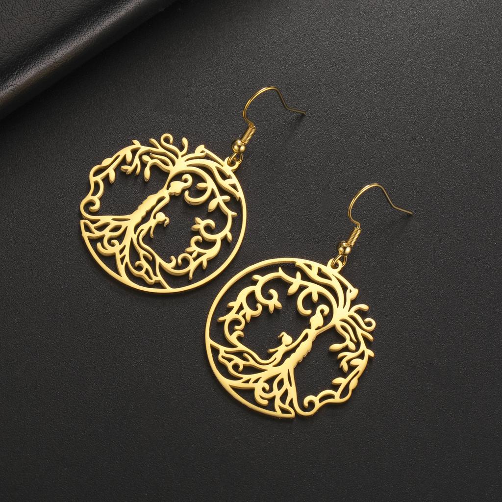 LIKGREAT Hot Sale Son Daughter Stainless Steel Tree of Life Drop Earrings Girls Boys Earring Jewelry for Women Family Gifts 2025
