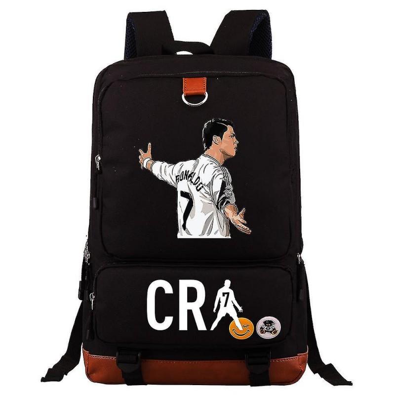 Cristiano Ronaldo Printed Youth School Backpack Teenagers Durable Oxford Fabric Breathable Padded Straps Unisex Travel Bag