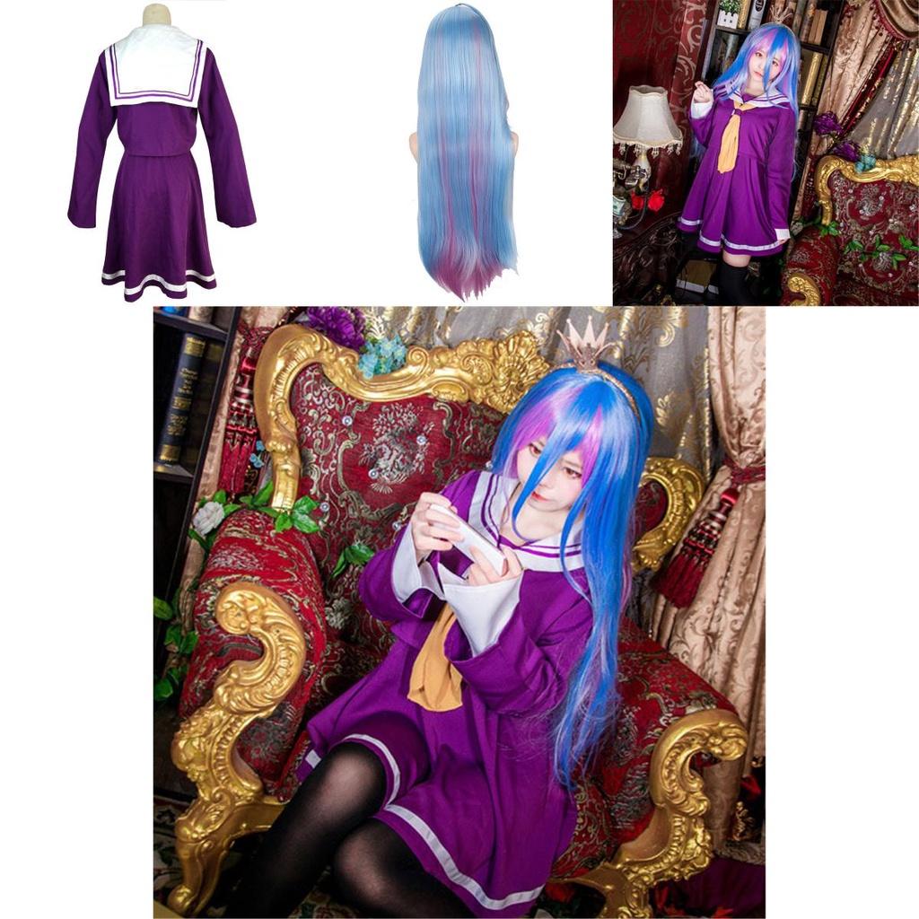 Breathable No Game No Life Shiro Cosplay Dress Shirt Tie Set With Perfect Stitches