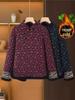 2025 Autumn/Winter Plus Velvet Retro Qipao Collar Slimming T-shirt for Mom